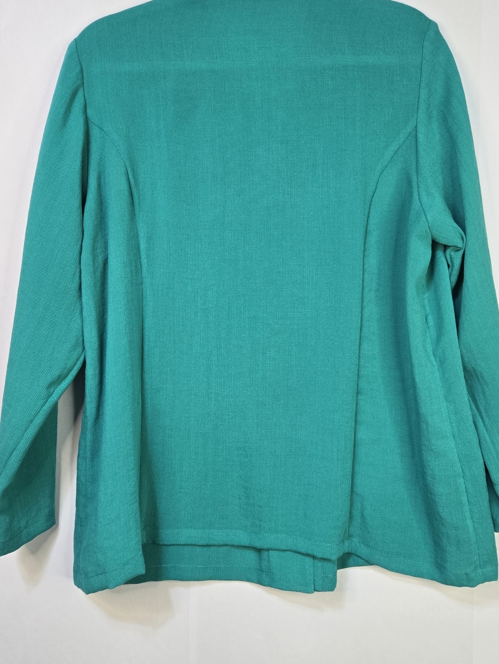 FRIDAZ Women’s Size M 100% Linen Teal Button-Front Casual Jacket Top - Picture 7 of 9